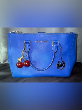 Michael Kors Royal Blue Saffiano Sutton Satchel, Detachable Strap & New Dust Bag